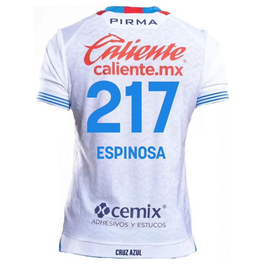 Enfant Maillot Samuel Espinosa #217 Blanc Bleu Tenues Extérieur 2024/25 T-Shirt Suisse