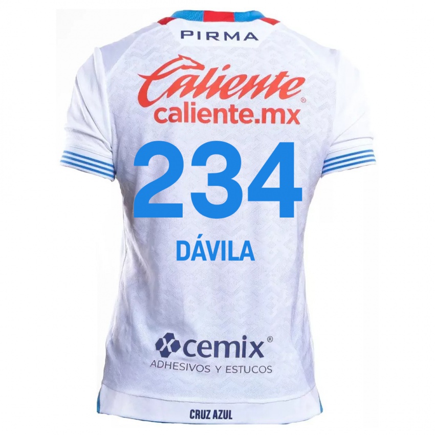 Enfant Maillot Emilio Dávila #234 Blanc Bleu Tenues Extérieur 2024/25 T-Shirt Suisse