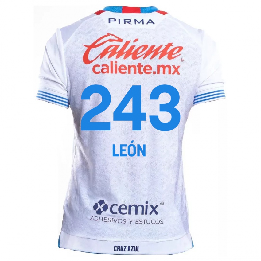 Enfant Maillot Cristhian León #243 Blanc Bleu Tenues Extérieur 2024/25 T-Shirt Suisse