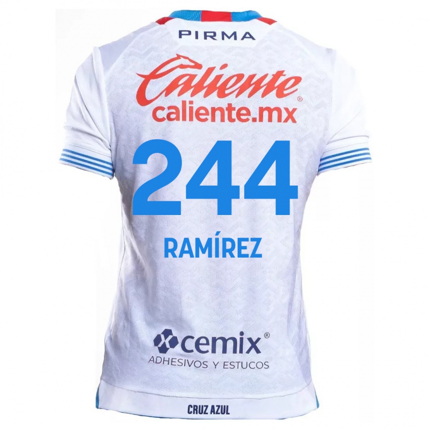 Enfant Maillot Nicolás Ramírez #244 Blanc Bleu Tenues Extérieur 2024/25 T-Shirt Suisse