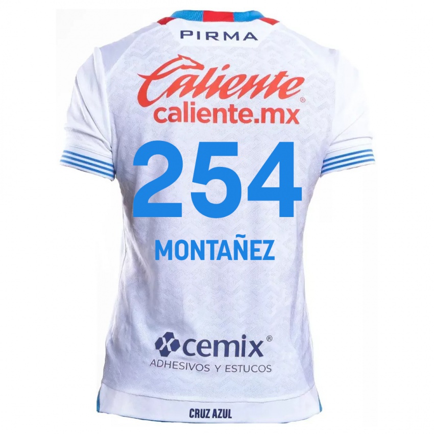 Enfant Maillot Humberto Montañez #254 Blanc Bleu Tenues Extérieur 2024/25 T-Shirt Suisse