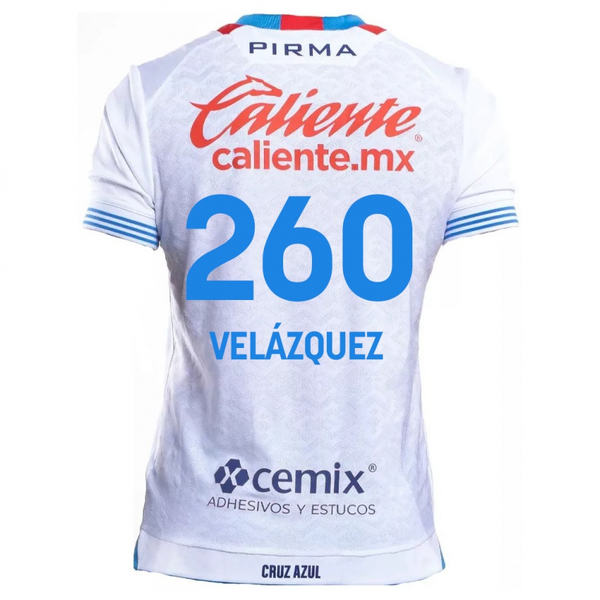 Enfant Maillot Víctor Velázquez #260 Blanc Bleu Tenues Extérieur 2024/25 T-Shirt Suisse