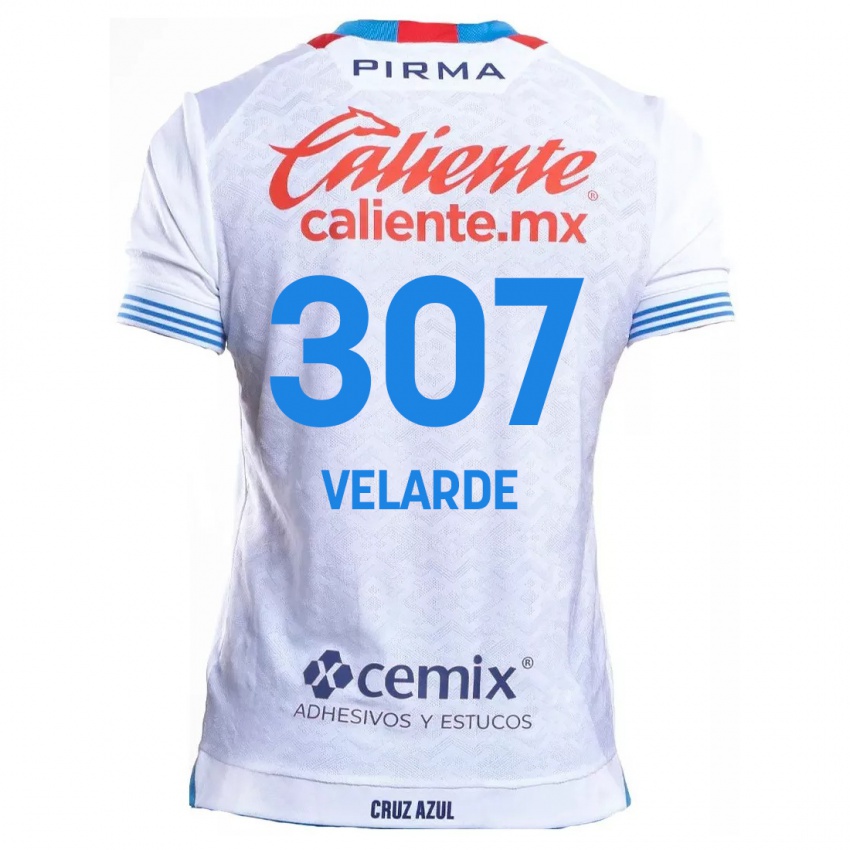 Enfant Maillot Juan Velarde #307 Blanc Bleu Tenues Extérieur 2024/25 T-Shirt Suisse