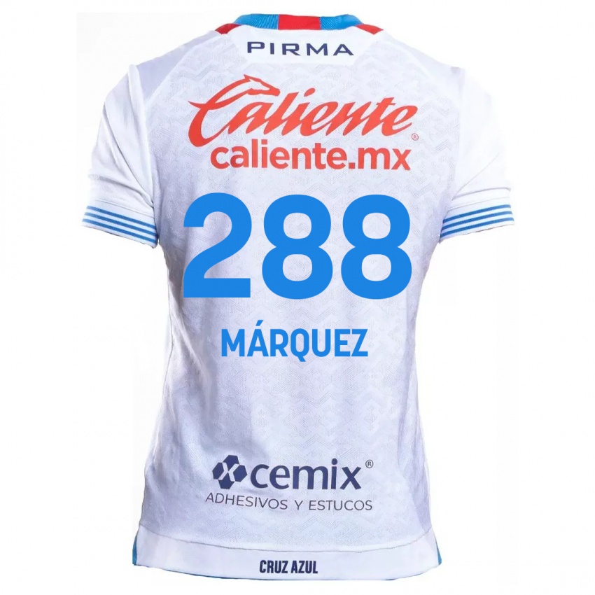 Enfant Maillot Víctor Márquez #288 Blanc Bleu Tenues Extérieur 2024/25 T-Shirt Suisse