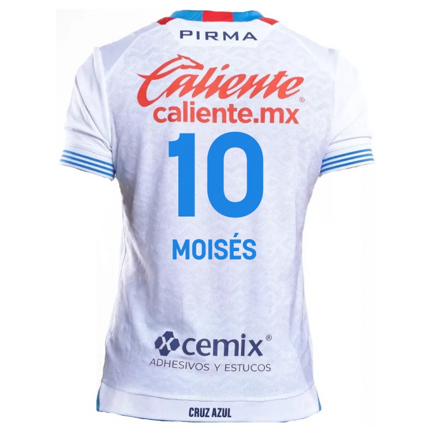 Enfant Maillot Moisés Vieira #10 Blanc Bleu Tenues Extérieur 2024/25 T-Shirt Suisse