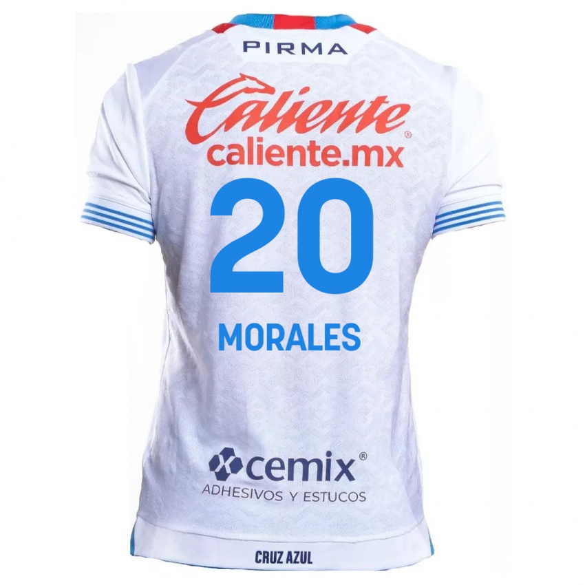 Enfant Maillot Iván Morales #20 Blanc Bleu Tenues Extérieur 2024/25 T-Shirt Suisse