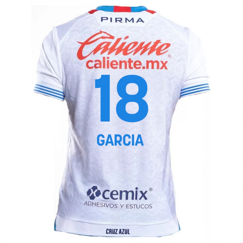 Enfant Maillot Diana Garcia #18 Blanc Bleu Tenues Extérieur 2024/25 T-Shirt Suisse