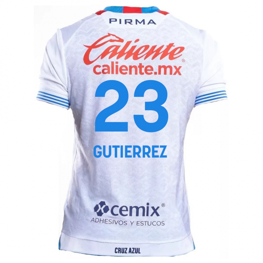 Enfant Maillot Ivonne Gutierrez #23 Blanc Bleu Tenues Extérieur 2024/25 T-Shirt Suisse