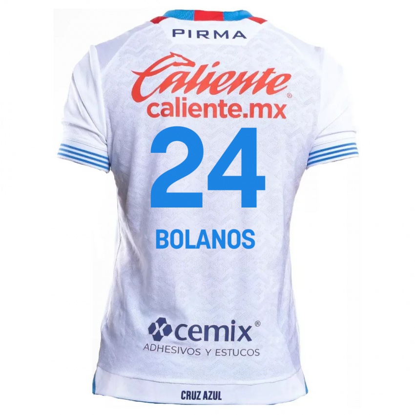 Enfant Maillot Jatziry Bolanos #24 Blanc Bleu Tenues Extérieur 2024/25 T-Shirt Suisse