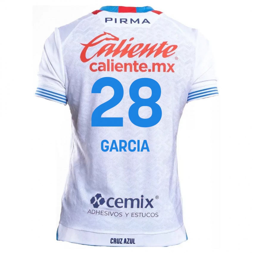 Enfant Maillot Ana Garcia #28 Blanc Bleu Tenues Extérieur 2024/25 T-Shirt Suisse