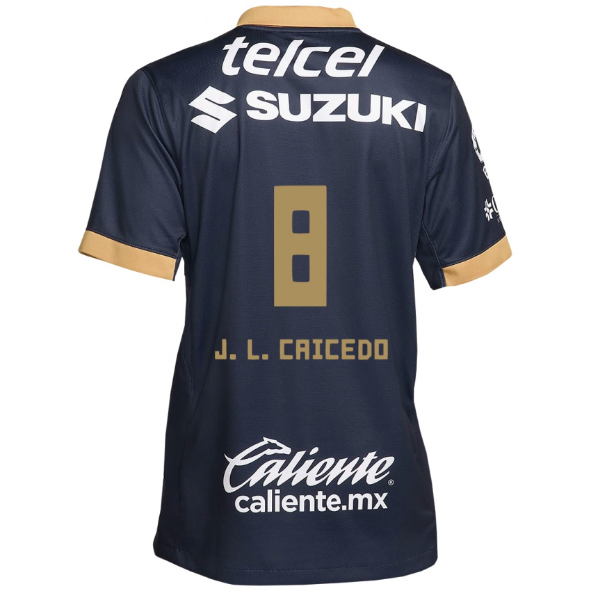 Kinder José Caicedo #8 Obsidian Gold Weiß Auswärtstrikot Trikot 2024/25 T-Shirt Schweiz