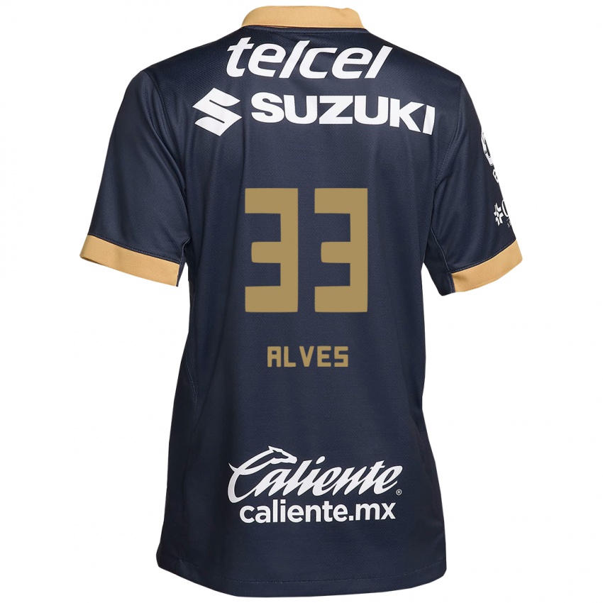 Kinder Dani Alves #33 Obsidian Gold Weiß Auswärtstrikot Trikot 2024/25 T-Shirt Schweiz