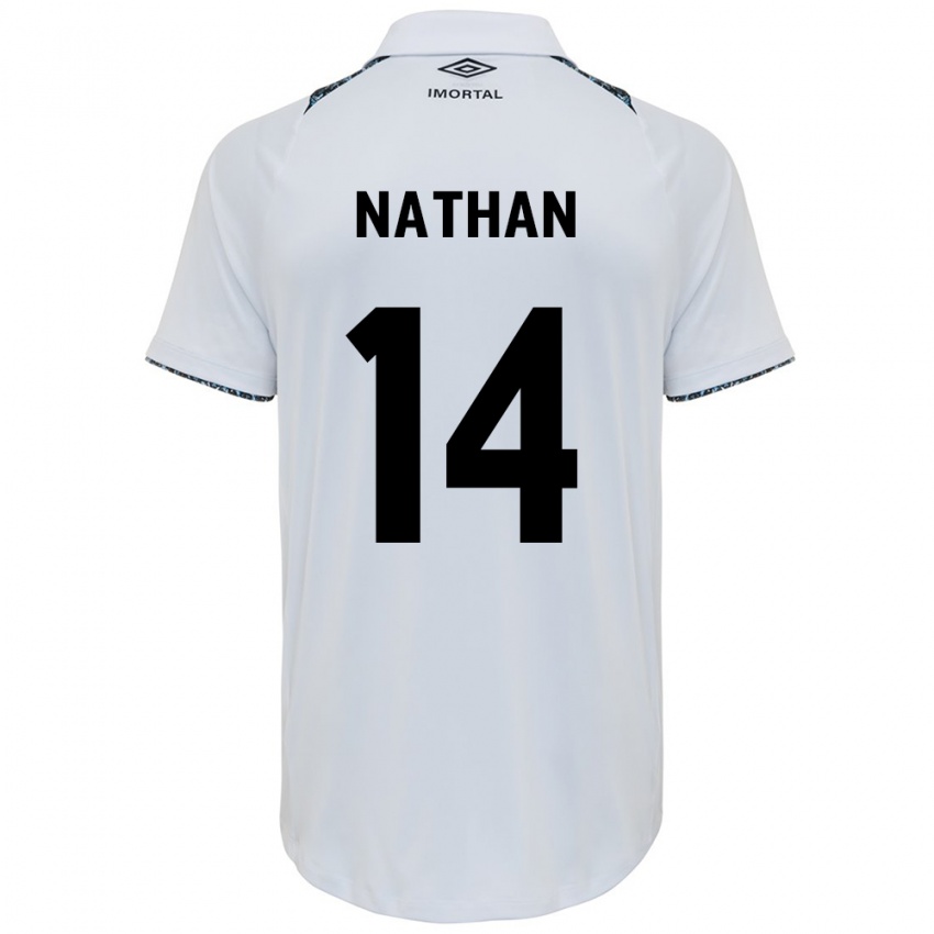 Enfant Maillot Nathan #14 Blanc Bleu Tenues Extérieur 2024/25 T-Shirt Suisse