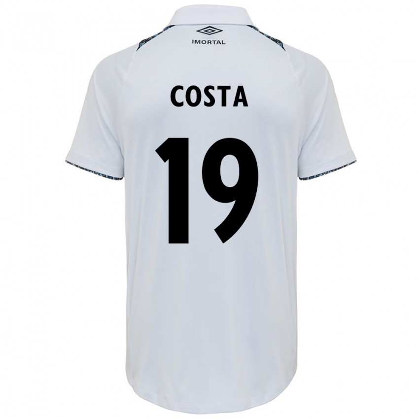 Enfant Maillot Diego Costa #19 Blanc Bleu Tenues Extérieur 2024/25 T-Shirt Suisse