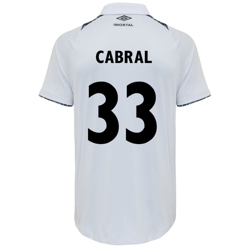 Enfant Maillot Rafael Cabral #33 Blanc Bleu Tenues Extérieur 2024/25 T-Shirt Suisse