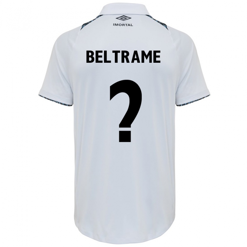 Enfant Maillot Thiago Beltrame #0 Blanc Bleu Tenues Extérieur 2024/25 T-Shirt Suisse