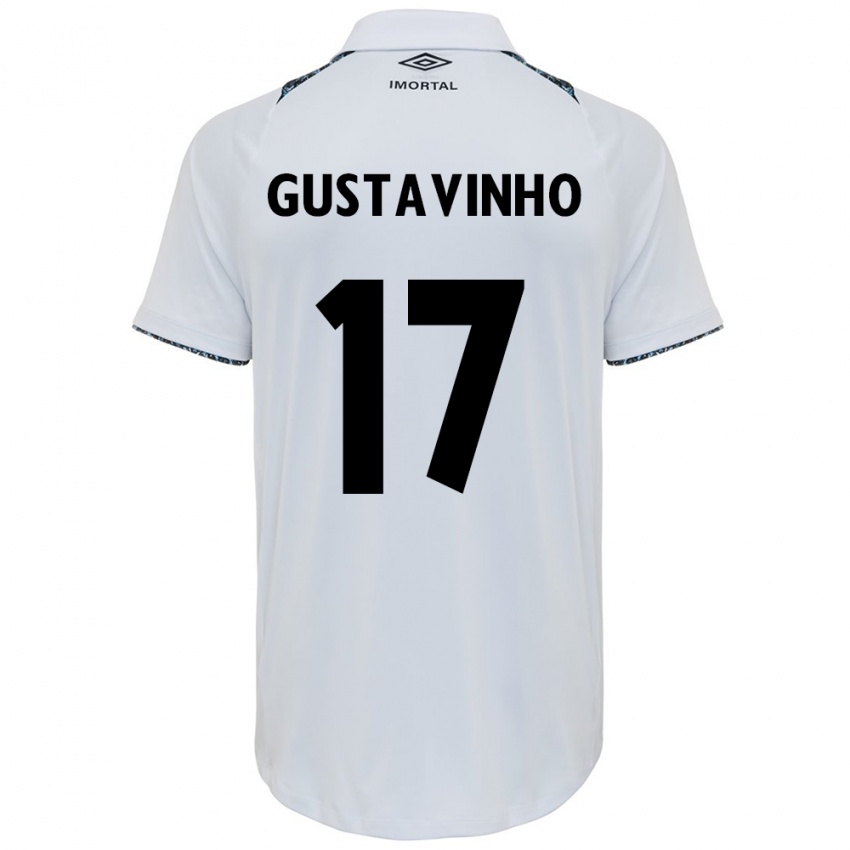 Enfant Maillot Gustavinho #17 Blanc Bleu Tenues Extérieur 2024/25 T-Shirt Suisse