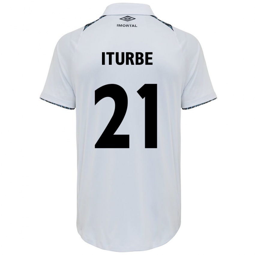 Enfant Maillot Juan Iturbe #21 Blanc Bleu Tenues Extérieur 2024/25 T-Shirt Suisse