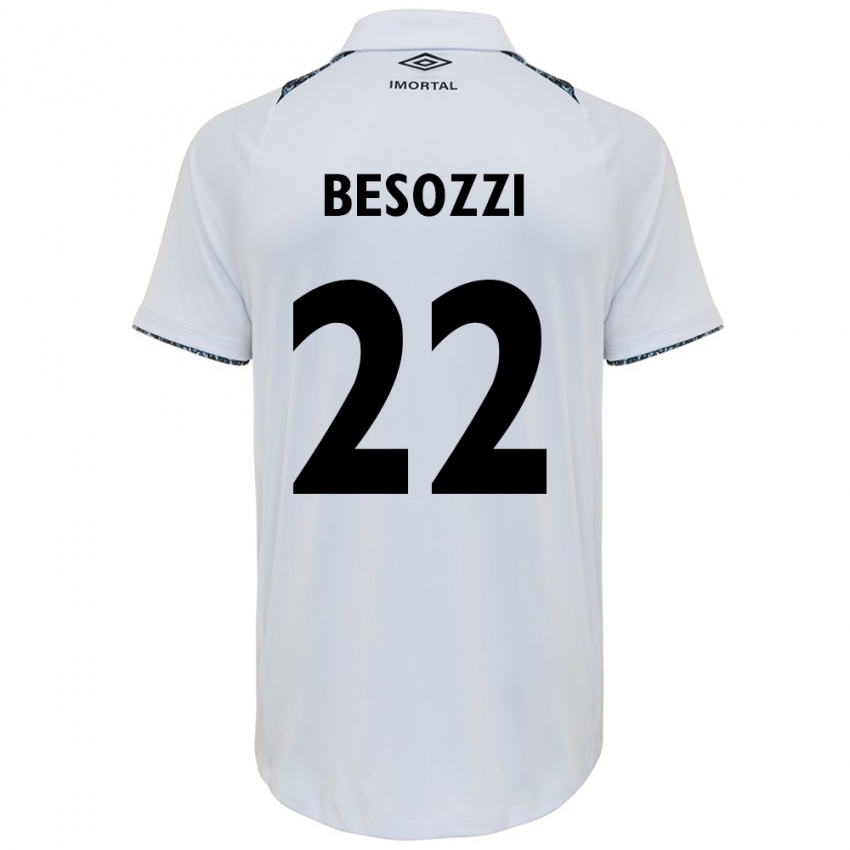 Enfant Maillot Lucas Besozzi #22 Blanc Bleu Tenues Extérieur 2024/25 T-Shirt Suisse