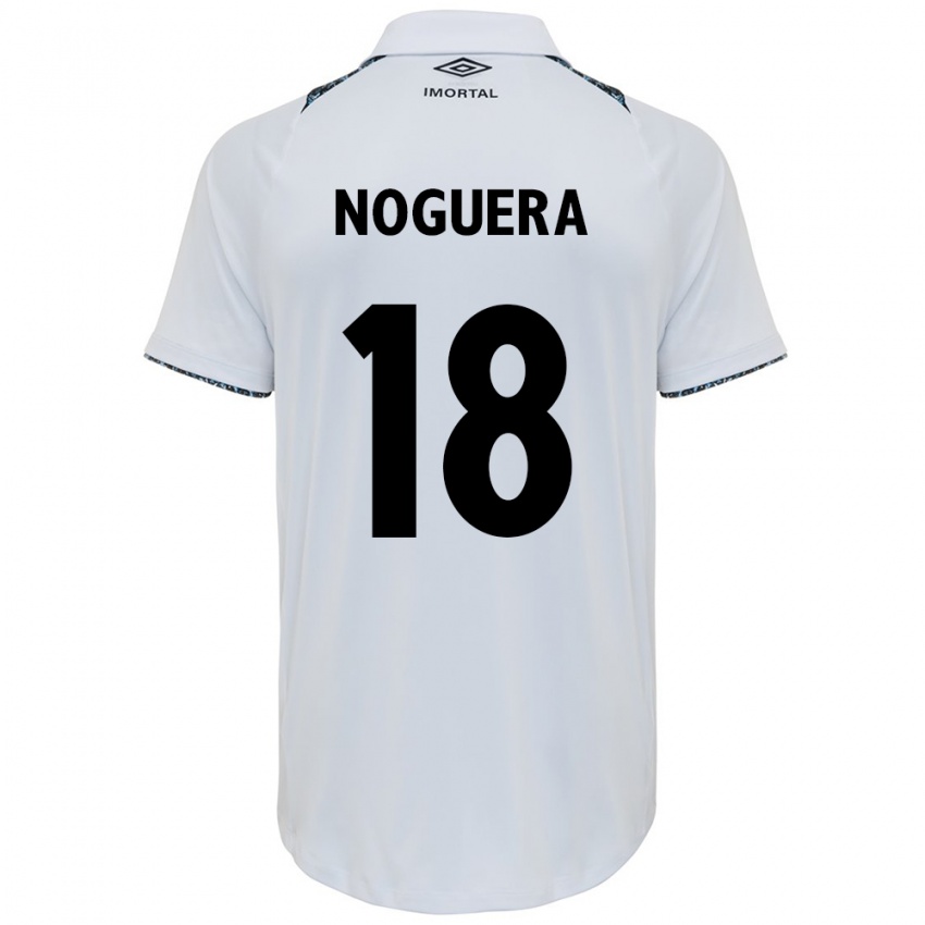 Enfant Maillot Freddy Noguera #18 Blanc Bleu Tenues Extérieur 2024/25 T-Shirt Suisse