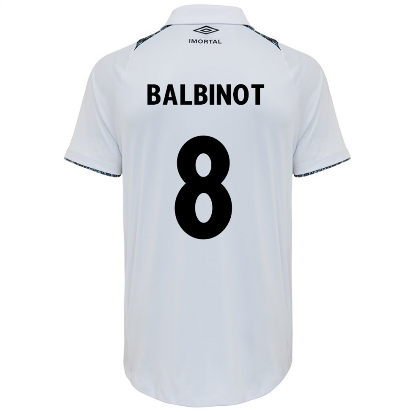 Enfant Maillot Manu Balbinot #8 Blanc Bleu Tenues Extérieur 2024/25 T-Shirt Suisse