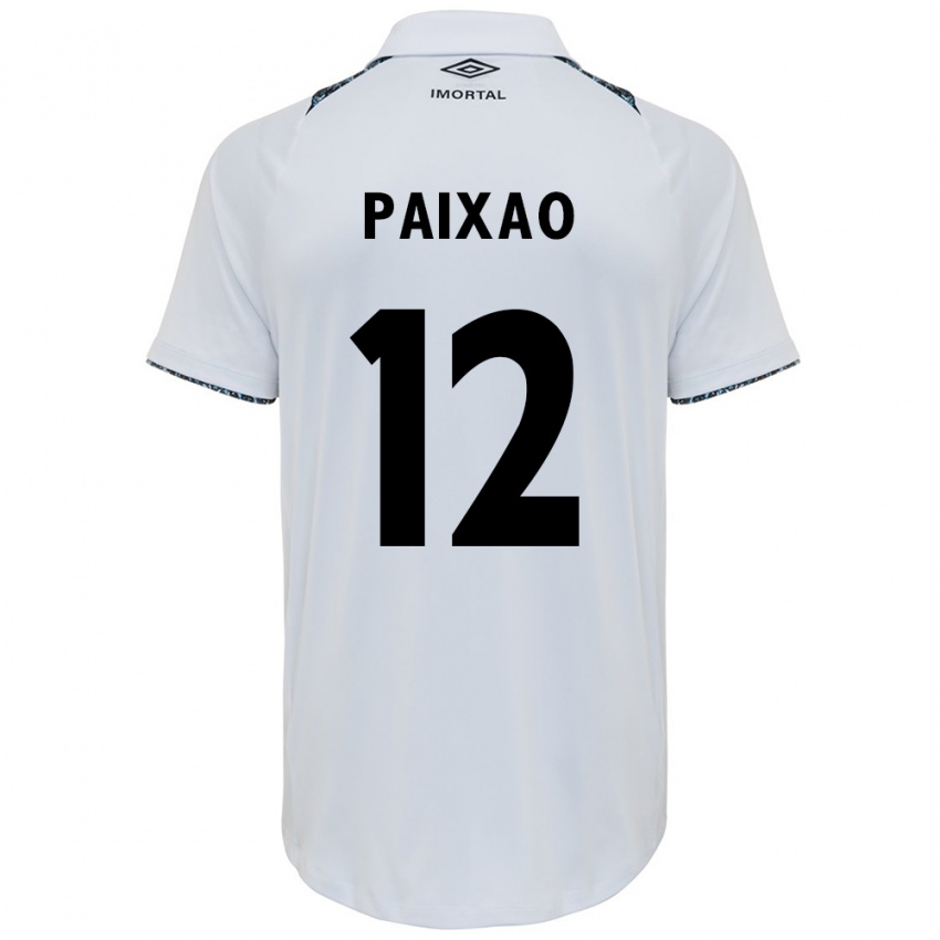 Enfant Maillot Iasmin Paixão #12 Blanc Bleu Tenues Extérieur 2024/25 T-Shirt Suisse