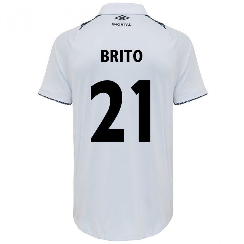 Enfant Maillot Brito #21 Blanc Bleu Tenues Extérieur 2024/25 T-Shirt Suisse