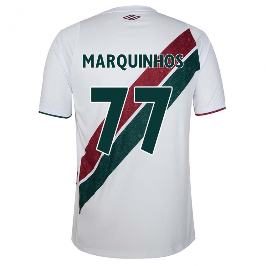 Kinder Marquinhos #77 Weiß Grün Kastanienbraun Auswärtstrikot Trikot 2024/25 T-Shirt Schweiz