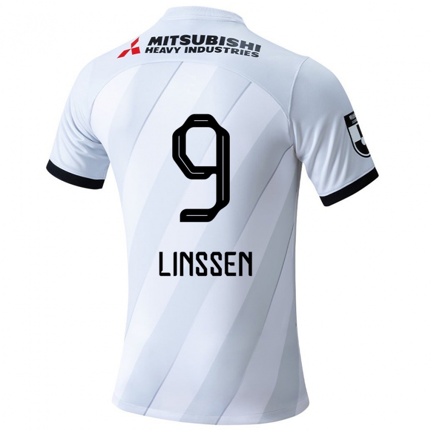 Enfant Maillot Bryan Linssen #9 Blanc Gris Tenues Extérieur 2024/25 T-Shirt Suisse