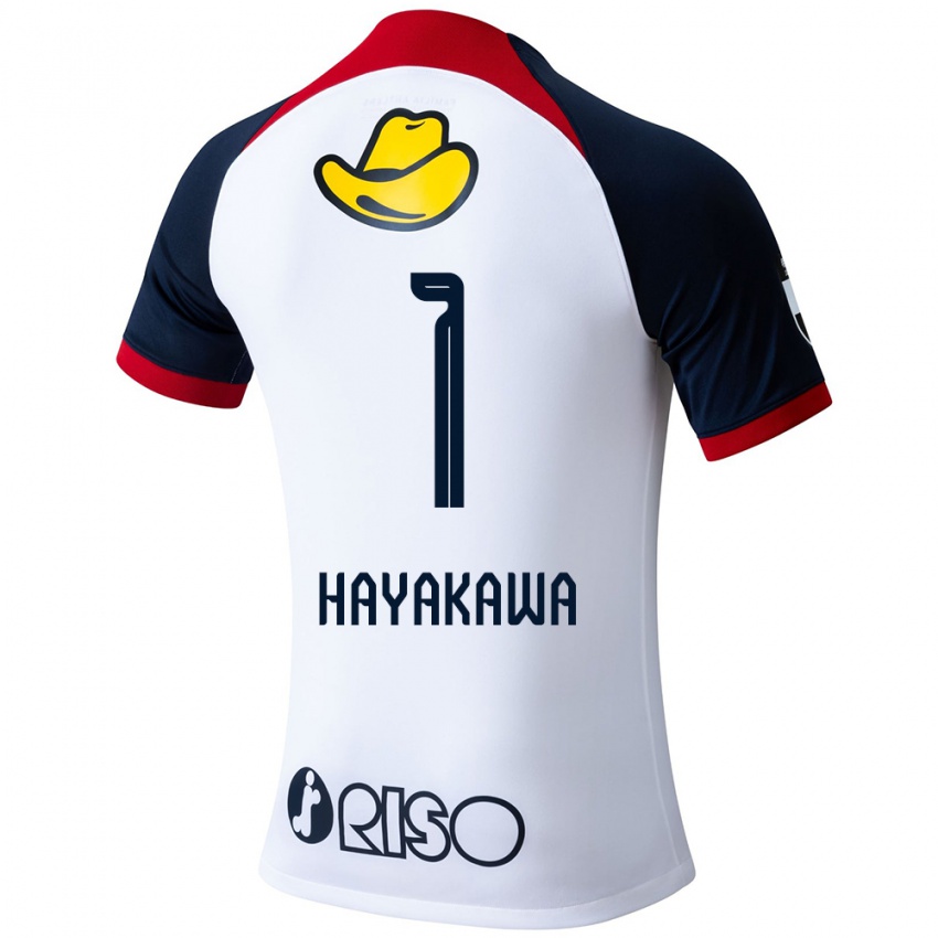 Enfant Maillot Tomoki Hayakawa #1 Blanc Bleu Rouge Tenues Extérieur 2024/25 T-Shirt Suisse