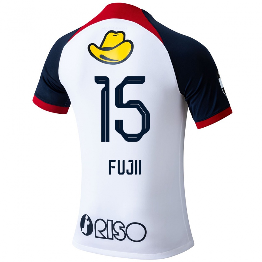 Enfant Maillot Tomoya Fujii #15 Blanc Bleu Rouge Tenues Extérieur 2024/25 T-Shirt Suisse