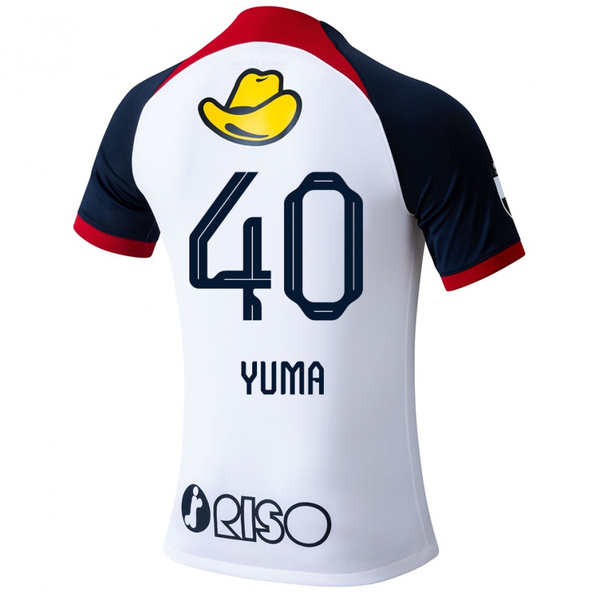 Enfant Maillot Yuma Suzuki #40 Blanc Bleu Rouge Tenues Extérieur 2024/25 T-Shirt Suisse