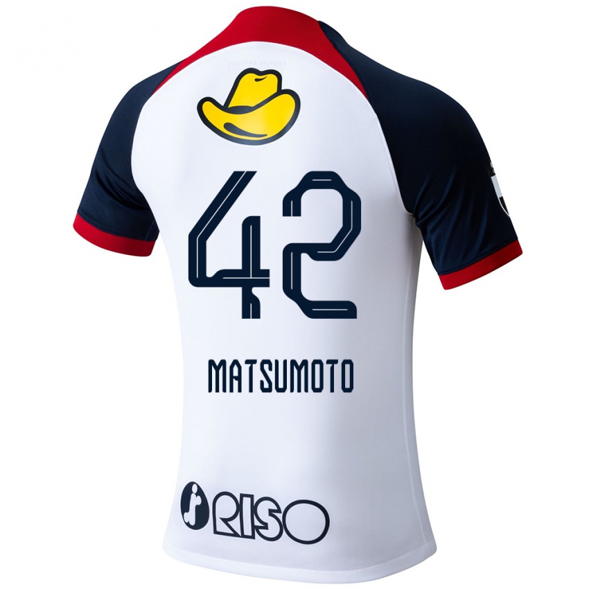 Enfant Maillot Haruto Matsumoto #42 Blanc Bleu Rouge Tenues Extérieur 2024/25 T-Shirt Suisse