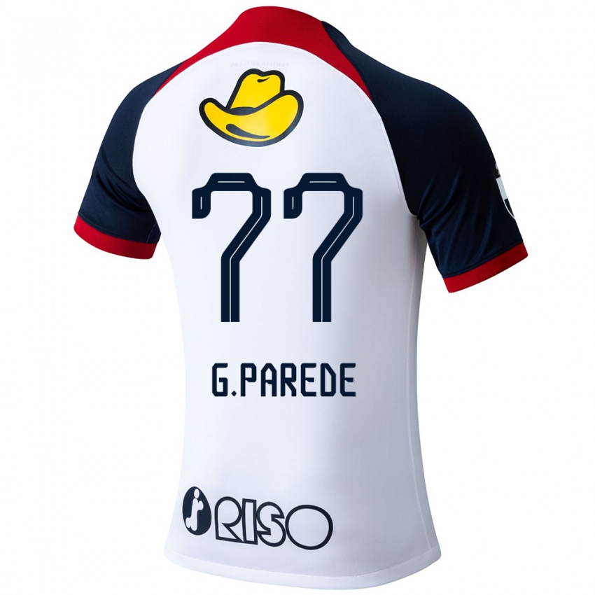 Enfant Maillot Guilherme Parede #77 Blanc Bleu Rouge Tenues Extérieur 2024/25 T-Shirt Suisse