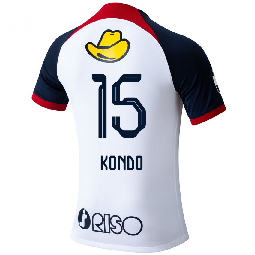 Enfant Maillot Daisuke Kondo #15 Blanc Bleu Rouge Tenues Extérieur 2024/25 T-Shirt Suisse