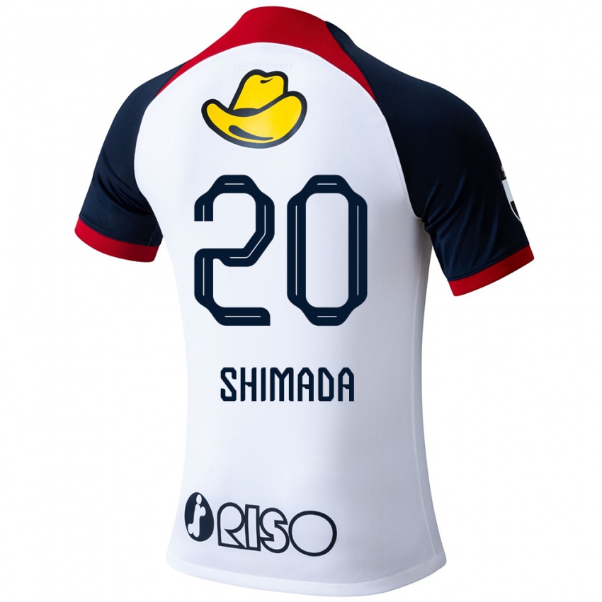 Enfant Maillot Victor Shimada #20 Blanc Bleu Rouge Tenues Extérieur 2024/25 T-Shirt Suisse