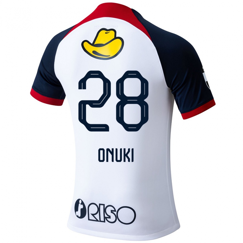 Enfant Maillot Rui Onuki #28 Blanc Bleu Rouge Tenues Extérieur 2024/25 T-Shirt Suisse