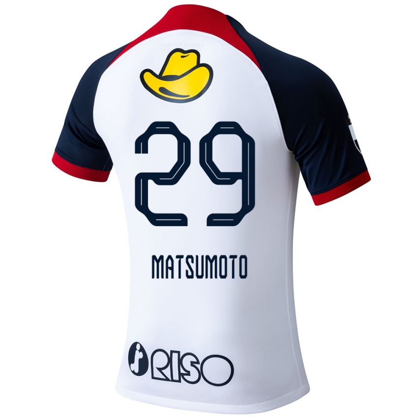 Enfant Maillot Taisei Matsumoto #29 Blanc Bleu Rouge Tenues Extérieur 2024/25 T-Shirt Suisse