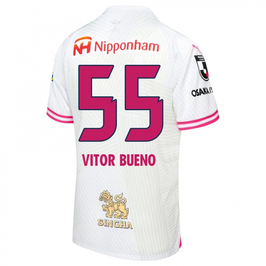 Kinder Vitor Bueno #55 Weiß Rosa Auswärtstrikot Trikot 2024/25 T-Shirt Schweiz