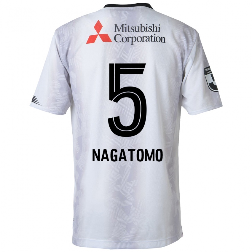 Enfant Maillot Yuto Nagatomo #5 Blanc Noir Tenues Extérieur 2024/25 T-Shirt Suisse