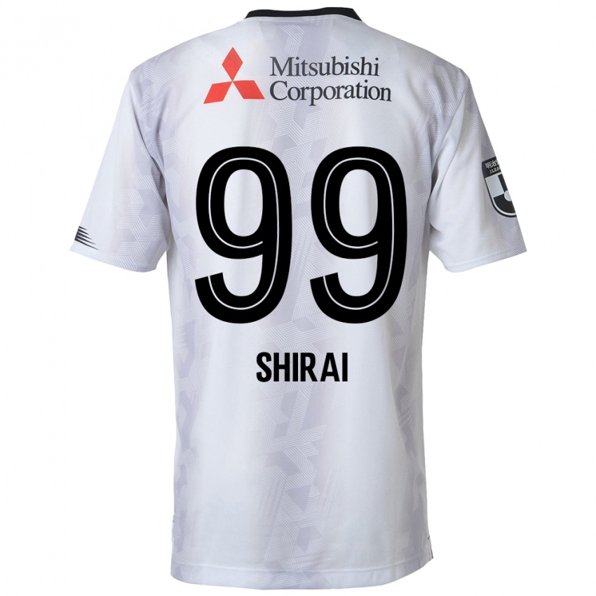 Enfant Maillot Kosuke Shirai #99 Blanc Noir Tenues Extérieur 2024/25 T-Shirt Suisse