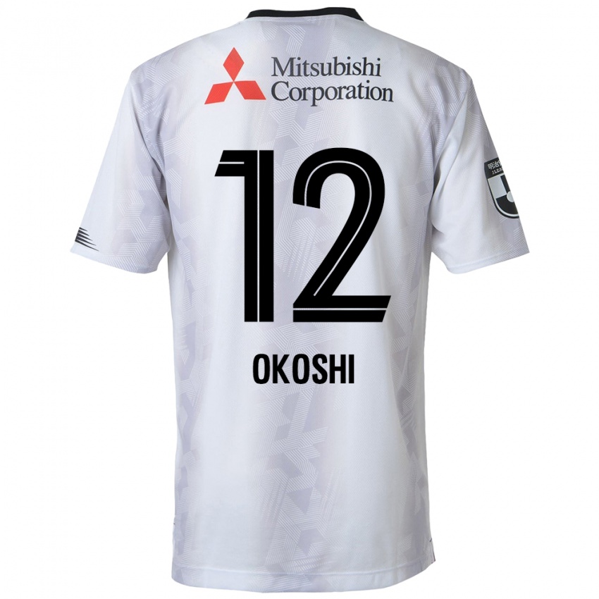 Enfant Maillot Yutaha Okoshi #12 Blanc Noir Tenues Extérieur 2024/25 T-Shirt Suisse