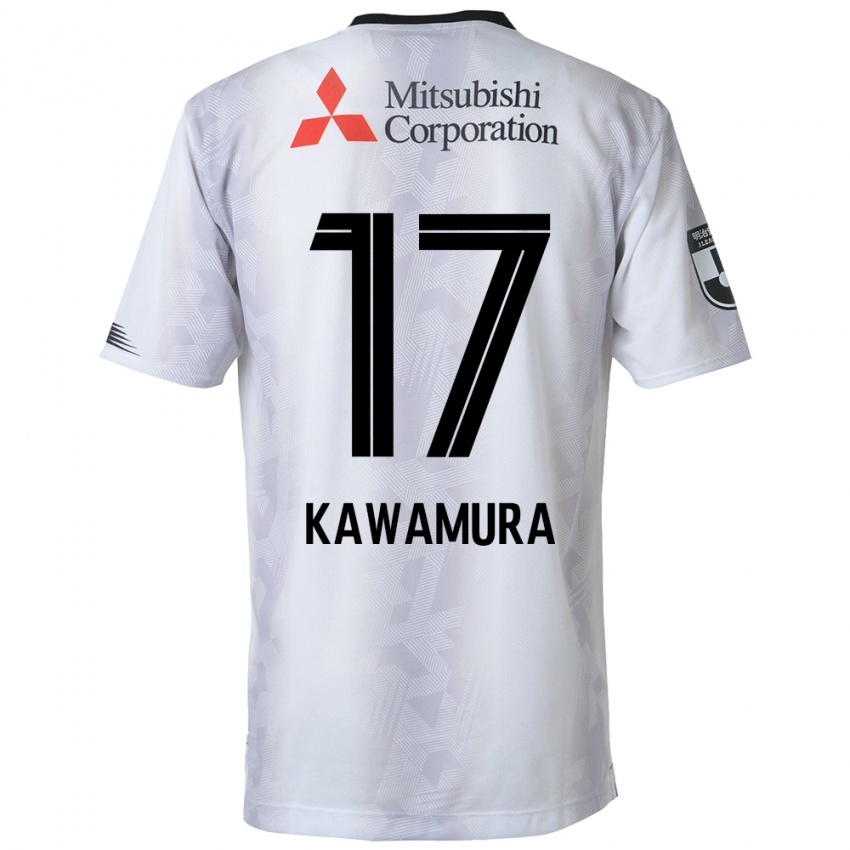 Enfant Maillot Riku Kawamura #17 Blanc Noir Tenues Extérieur 2024/25 T-Shirt Suisse