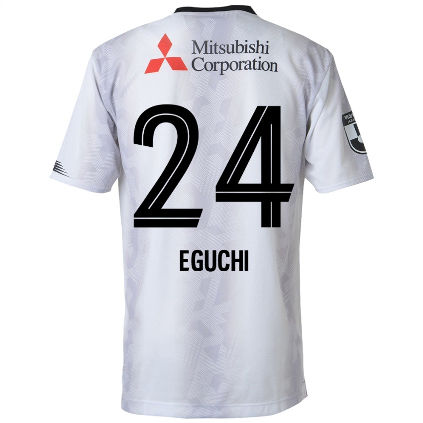 Enfant Maillot Kaito Eguchi #24 Blanc Noir Tenues Extérieur 2024/25 T-Shirt Suisse