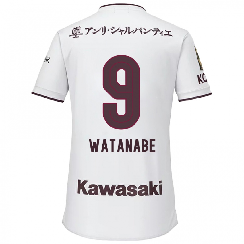 Enfant Maillot Hayato Watanabe #9 Blanc Rouge Tenues Extérieur 2024/25 T-Shirt Suisse