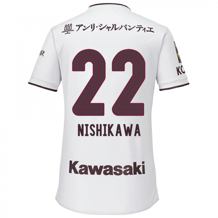 Enfant Maillot Aiku Nishikawa #22 Blanc Rouge Tenues Extérieur 2024/25 T-Shirt Suisse