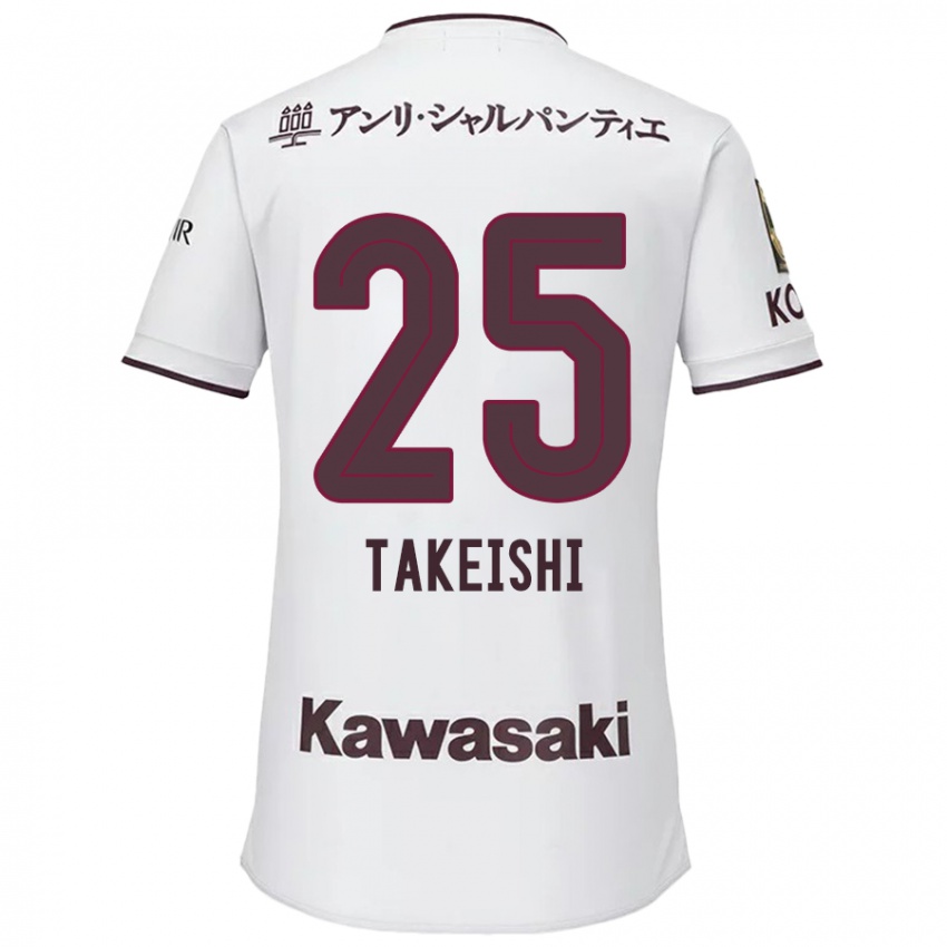 Enfant Maillot Tsubasa Takeishi #25 Blanc Rouge Tenues Extérieur 2024/25 T-Shirt Suisse