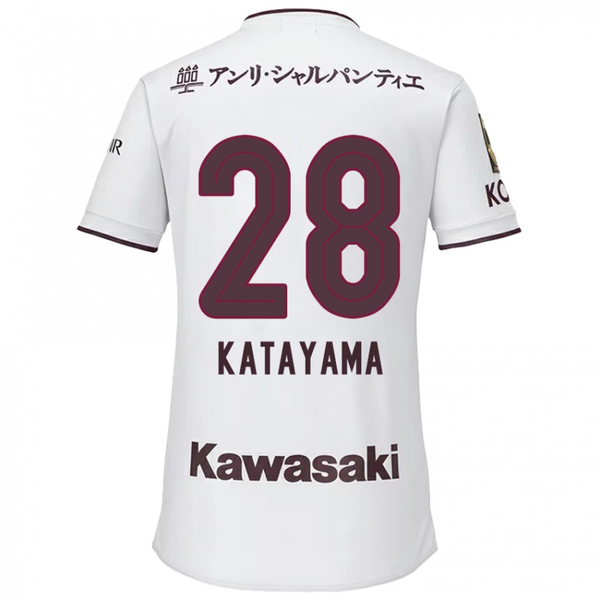 Enfant Maillot Kota Katayama #28 Blanc Rouge Tenues Extérieur 2024/25 T-Shirt Suisse