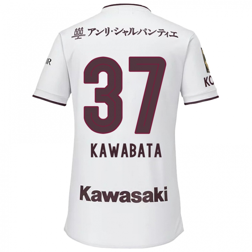 Enfant Maillot Hyoei Kawabata #37 Blanc Rouge Tenues Extérieur 2024/25 T-Shirt Suisse