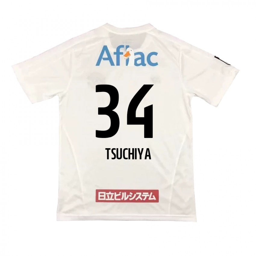 Kinder Takumi Tsuchiya #34 Weiß Schwarz Auswärtstrikot Trikot 2024/25 T-Shirt Schweiz